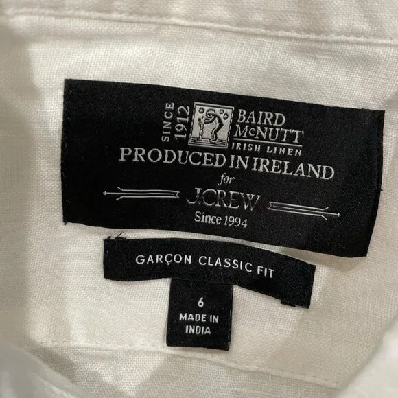 J.Crew Women's Sz 6 White Garçon Classic Shirt Baird McNutt Irish Linen CG940 - Picture 4 of 11